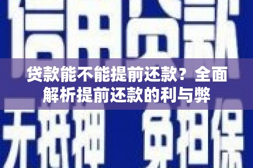 细河贷款能不能提前还款？全面解析提前还款的利与弊